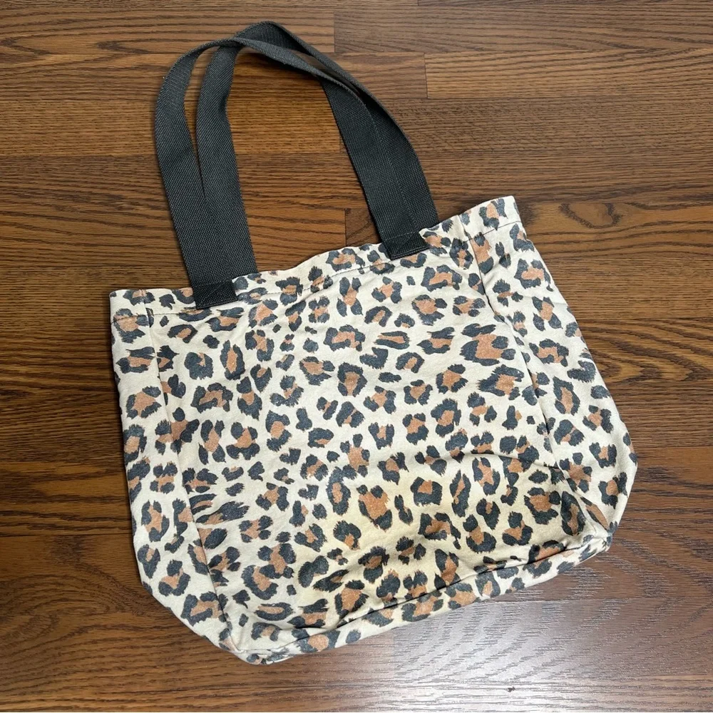 Aerie leopard print canvas tote bag